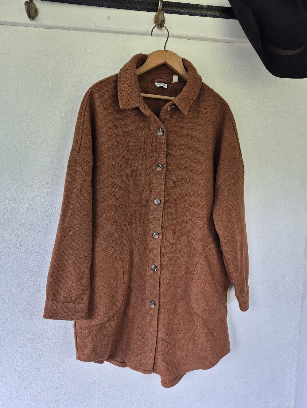 Noa Long Shirt Jacket Rich Brown Colour Large